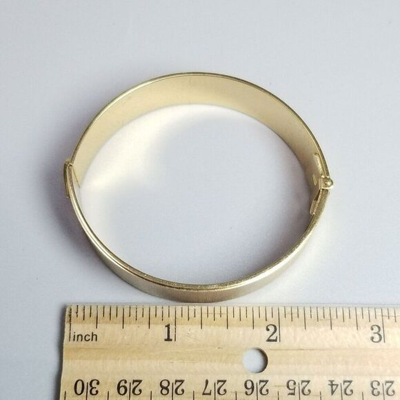Vintage Napier Gold Tone Oval Shape Hinged Bangle Bracelet, Retro Signed - Picture 7 of 9